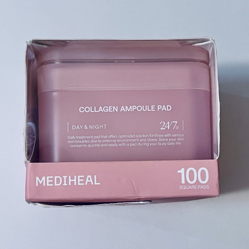 MEDIHEAL Collagen Ampoule Facial Toner Pads Wrinkles Fine Lines Sagging Skin